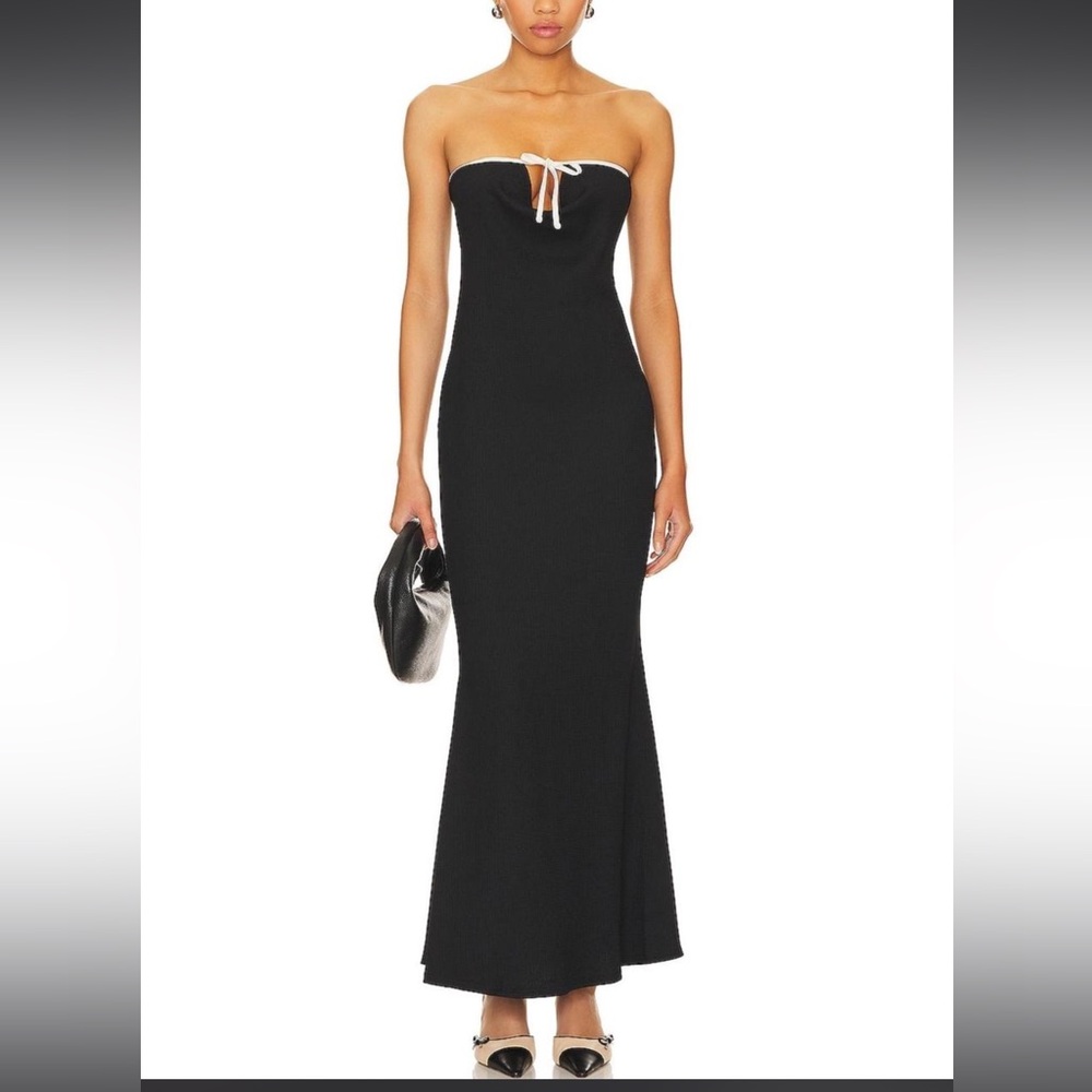 Lioness Strapless Black Gown with White Trim